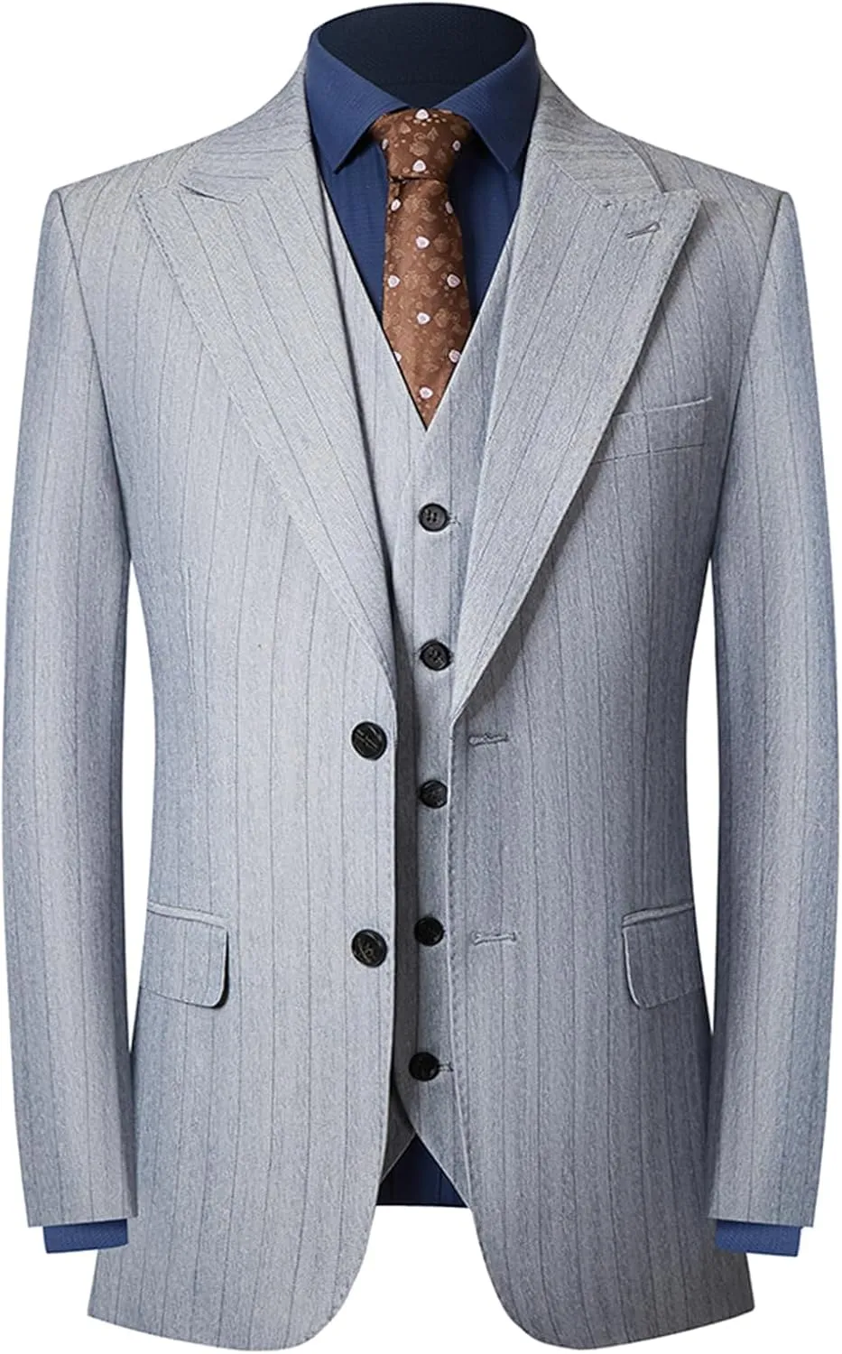 Men's Classic Stripe Suit 3 Piece Elegant Business Suit Two Button Wedding Prom Tuxedo Jacket Vest & Pants 2025