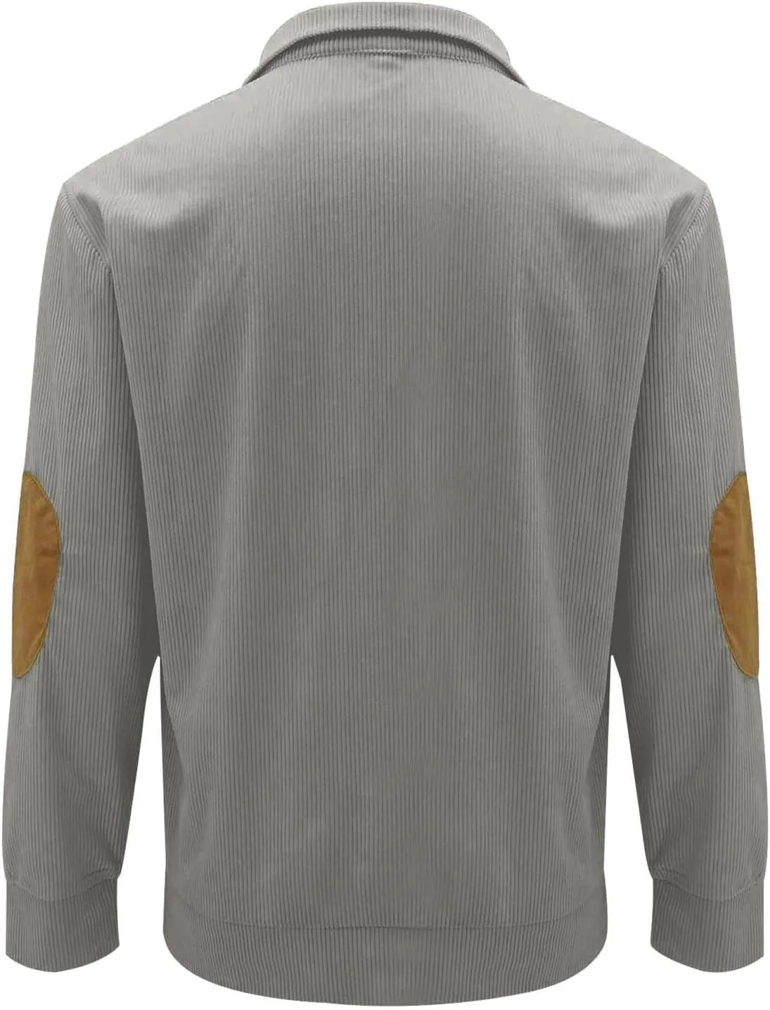 Mens Corduroy Sweater with Elbow Patches Long Sleeve Button Turtleneck Polo Shirts Waffle Knit Sweatshirts