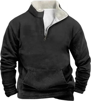 Mens Corduroy Sweatshirt Country Sweatshirts Thermal Warm Sweater Casual Loose Lapel Collar Fit Casual Jacket Coats