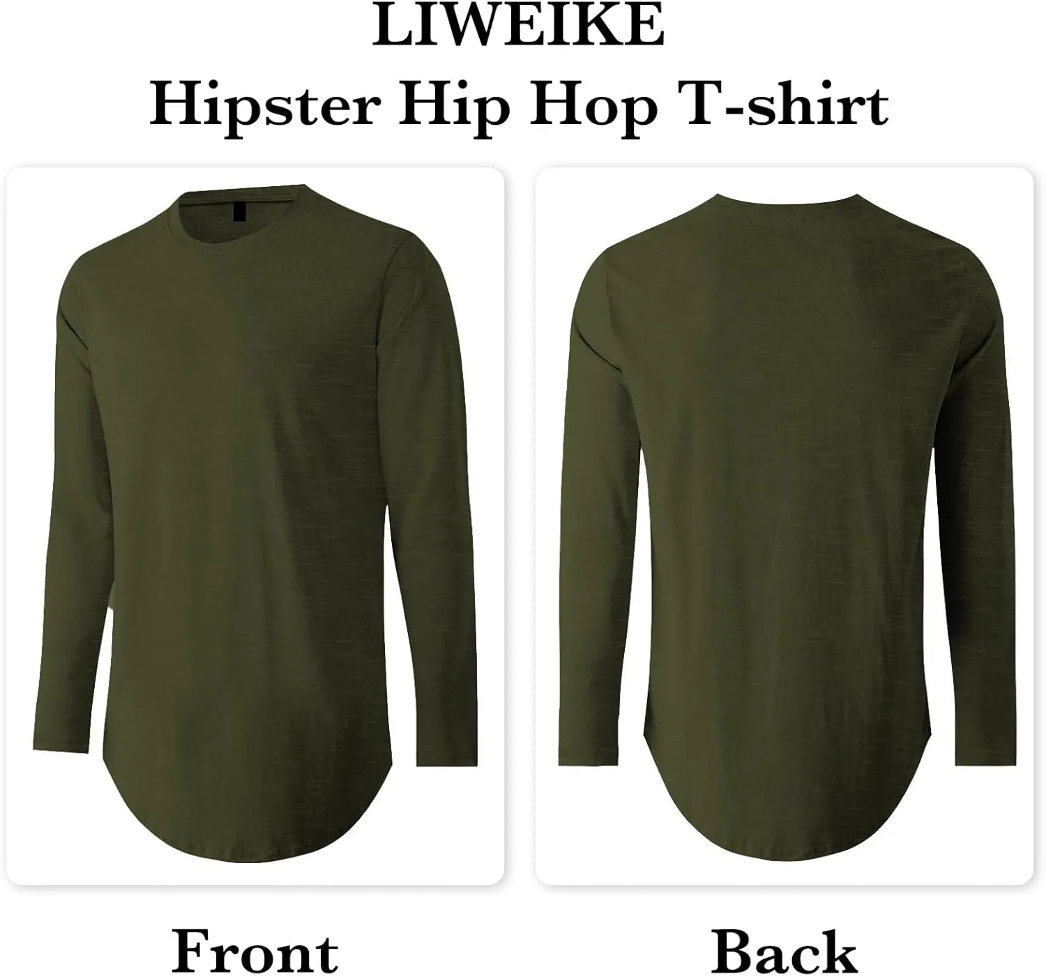 Mens Hipster Hip Hop Longline Crewneck T-Shirt