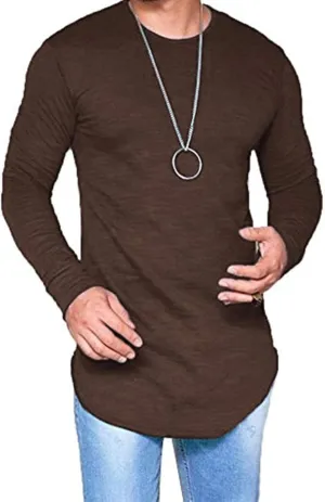 Mens Hipster Hip Hop Longline Crewneck T-Shirt