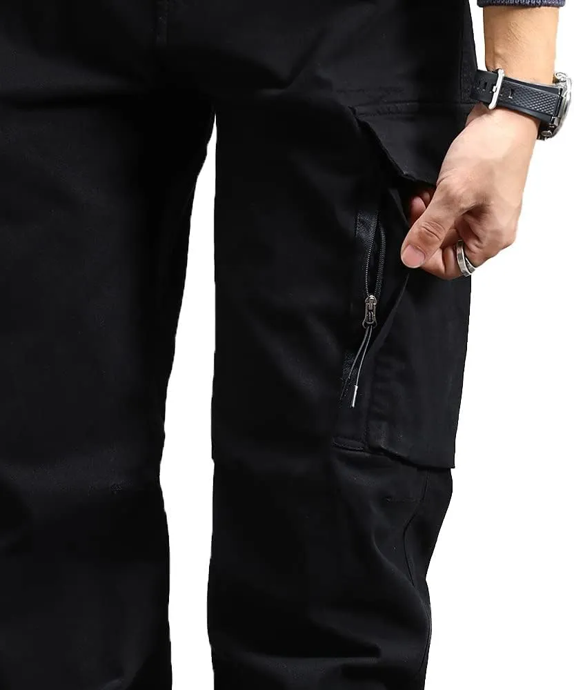 Men's Military Army Cargo Pants Outdoor Cotton Tactical Work Pants Drawstring Slim Fit Trousers