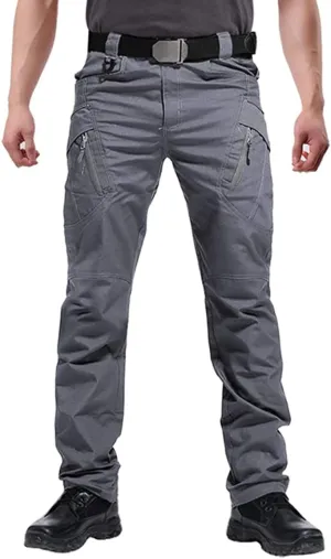 Men's Outdoor Work Military Tactical Pants Lightweight Ripstop Combat Trousers Hiking Pant with 9 Pockets No Belt