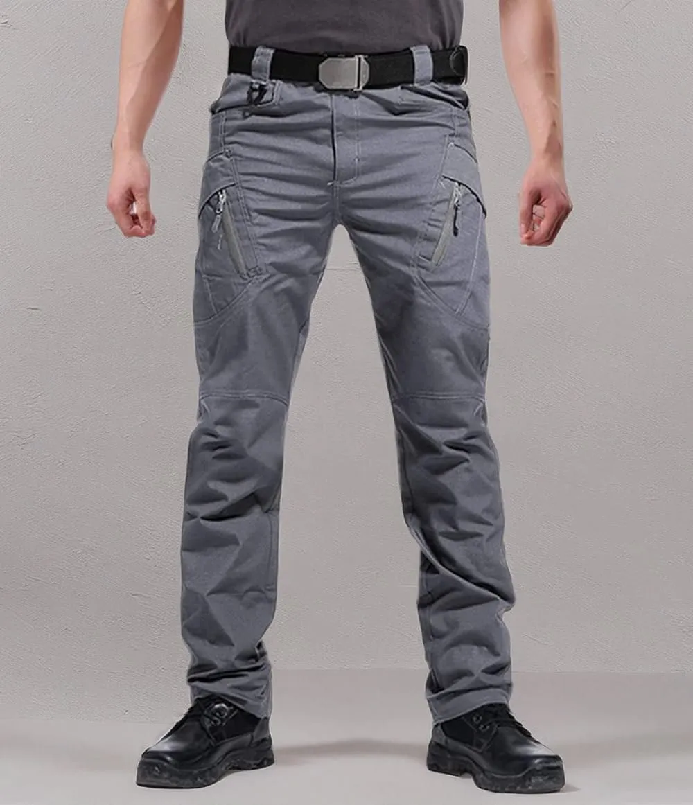 Men's Outdoor Work Military Tactical Pants Lightweight Ripstop Combat Trousers Hiking Pant with 9 Pockets No Belt