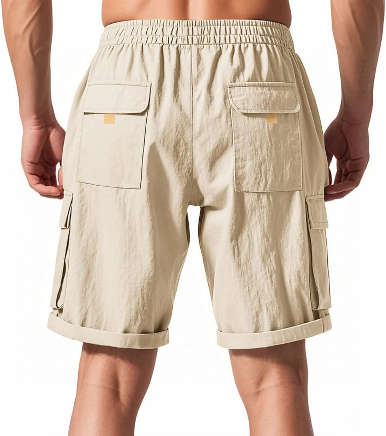 Mens Shorts Cargo Shorts Classic Summer Lightweight with Pocket Elastic Waist Drawstring Pants for Running Athletic Beach