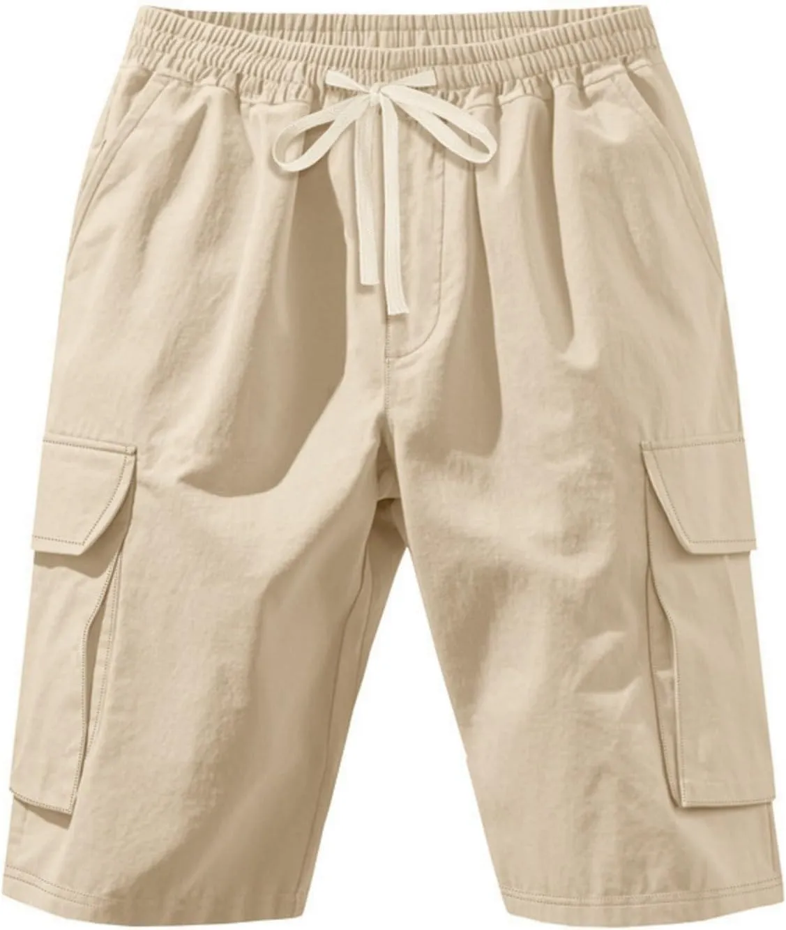 Mens Shorts Cargo Shorts Classic Summer Lightweight with Pocket Elastic Waist Drawstring Pants for Running Athletic Beach