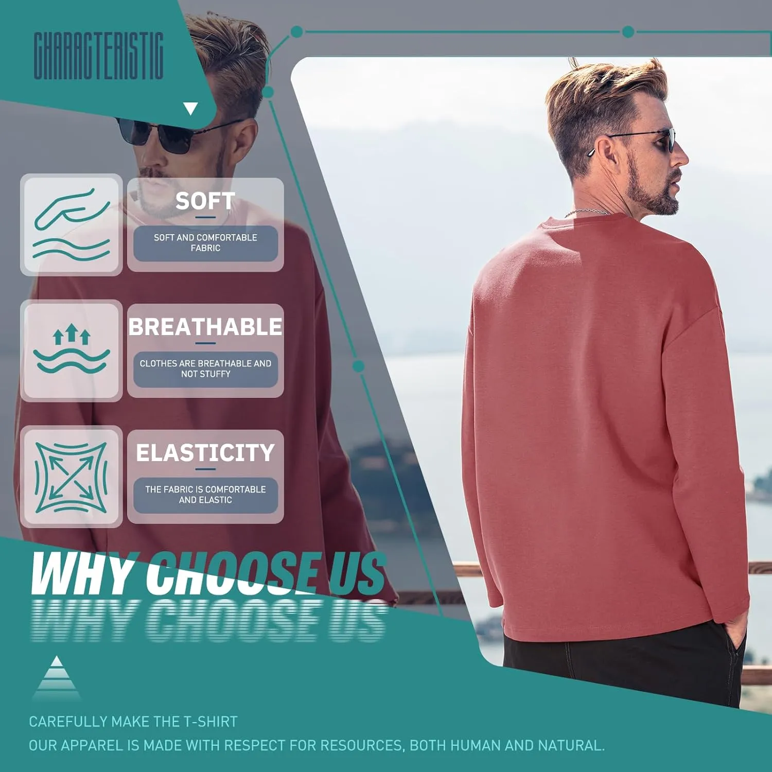 Men's Striped Long Sleeved T-Shirt, Casual Round Neck Long Sleeved Top, Regular-Fit Daily Striped T-Shirt Basic Style