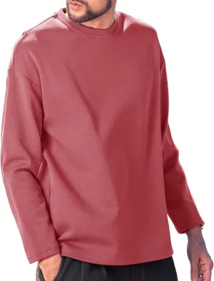 Men's Striped Long Sleeved T-Shirt, Casual Round Neck Long Sleeved Top, Regular-Fit Daily Striped T-Shirt Basic Style