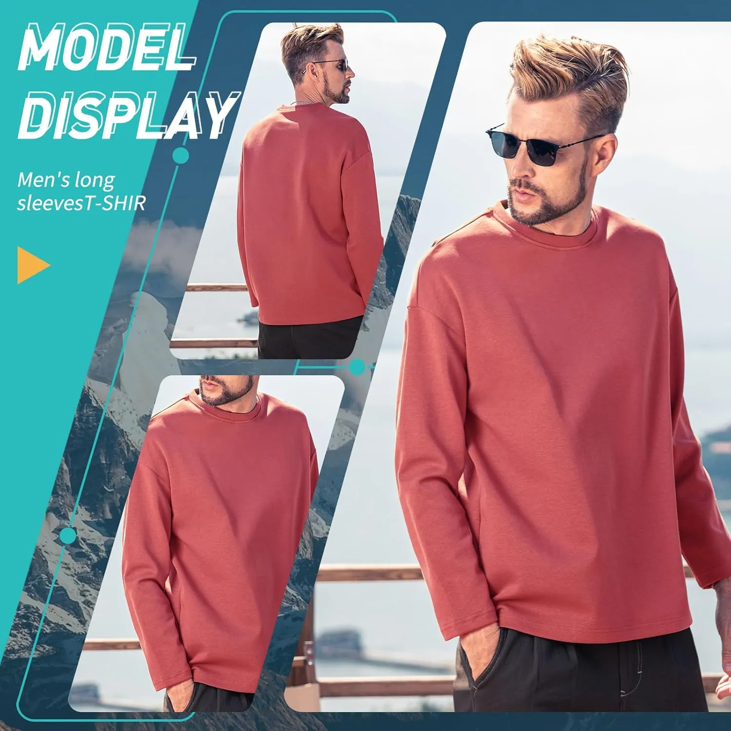Men's Striped Long Sleeved T-Shirt, Casual Round Neck Long Sleeved Top, Regular-Fit Daily Striped T-Shirt Basic Style