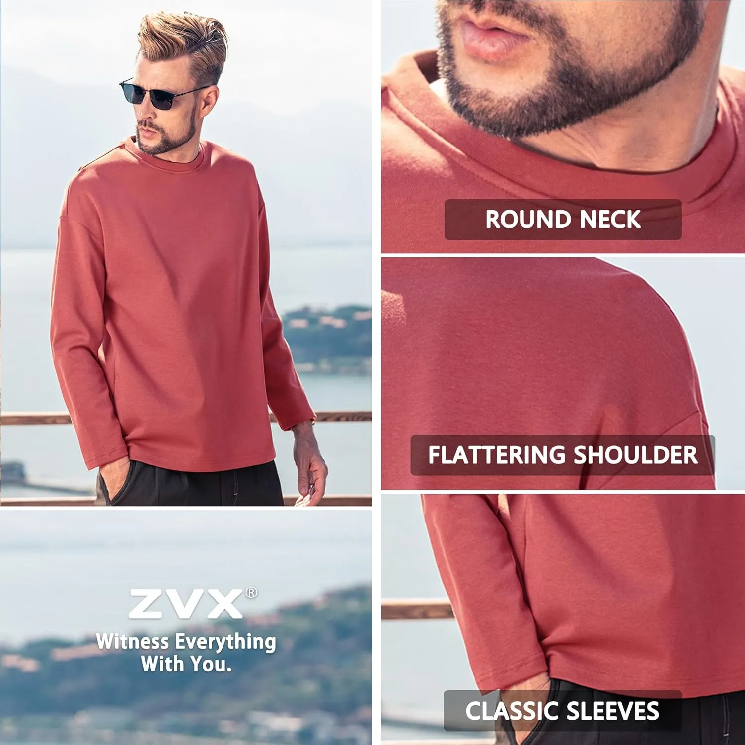 Men's Striped Long Sleeved T-Shirt, Casual Round Neck Long Sleeved Top, Regular-Fit Daily Striped T-Shirt Basic Style