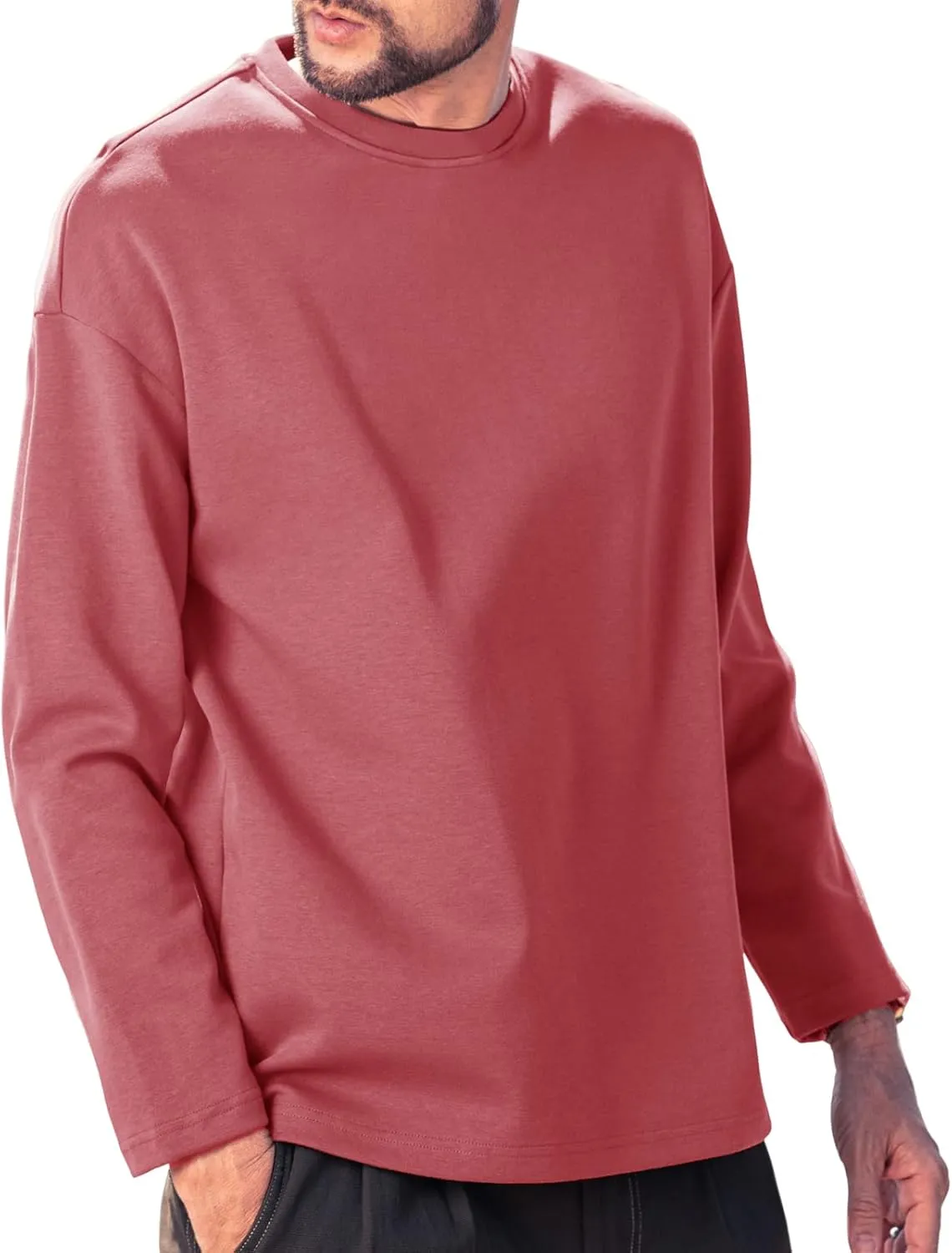 Men's Striped Long Sleeved T-Shirt, Casual Round Neck Long Sleeved Top, Regular-Fit Daily Striped T-Shirt Basic Style