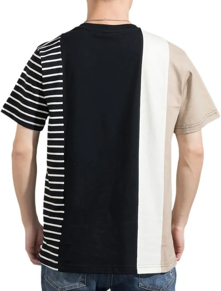 Mens Striped T-Shirt Crewneck Short Sleeve T-Shirt Men's Cotton T-Shirt