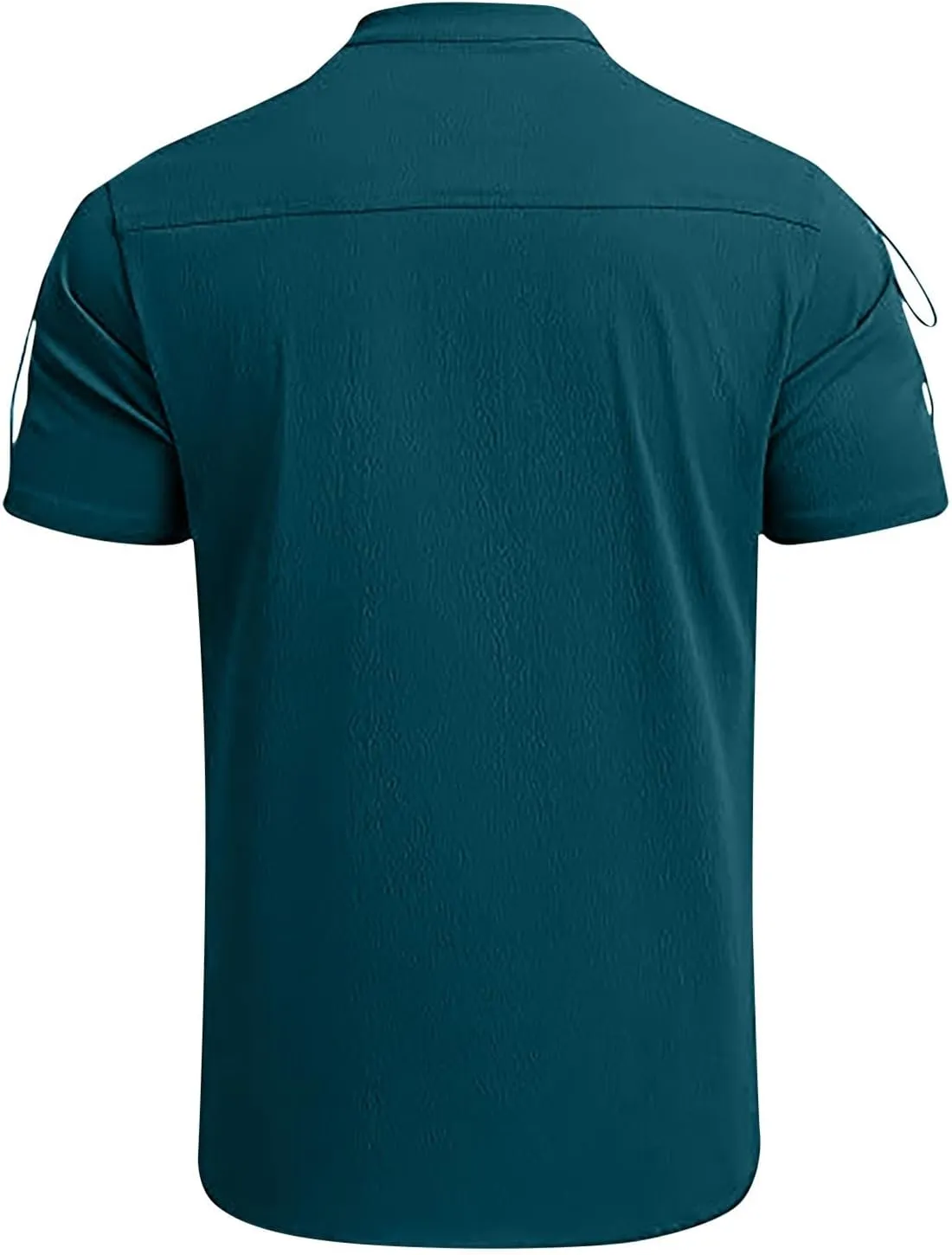 Men's Summer Half-Sleeve Shirts Workout Fitness Sports Breathable Lightweight Beach Shirts Lace-Up Casual Tunic Tops