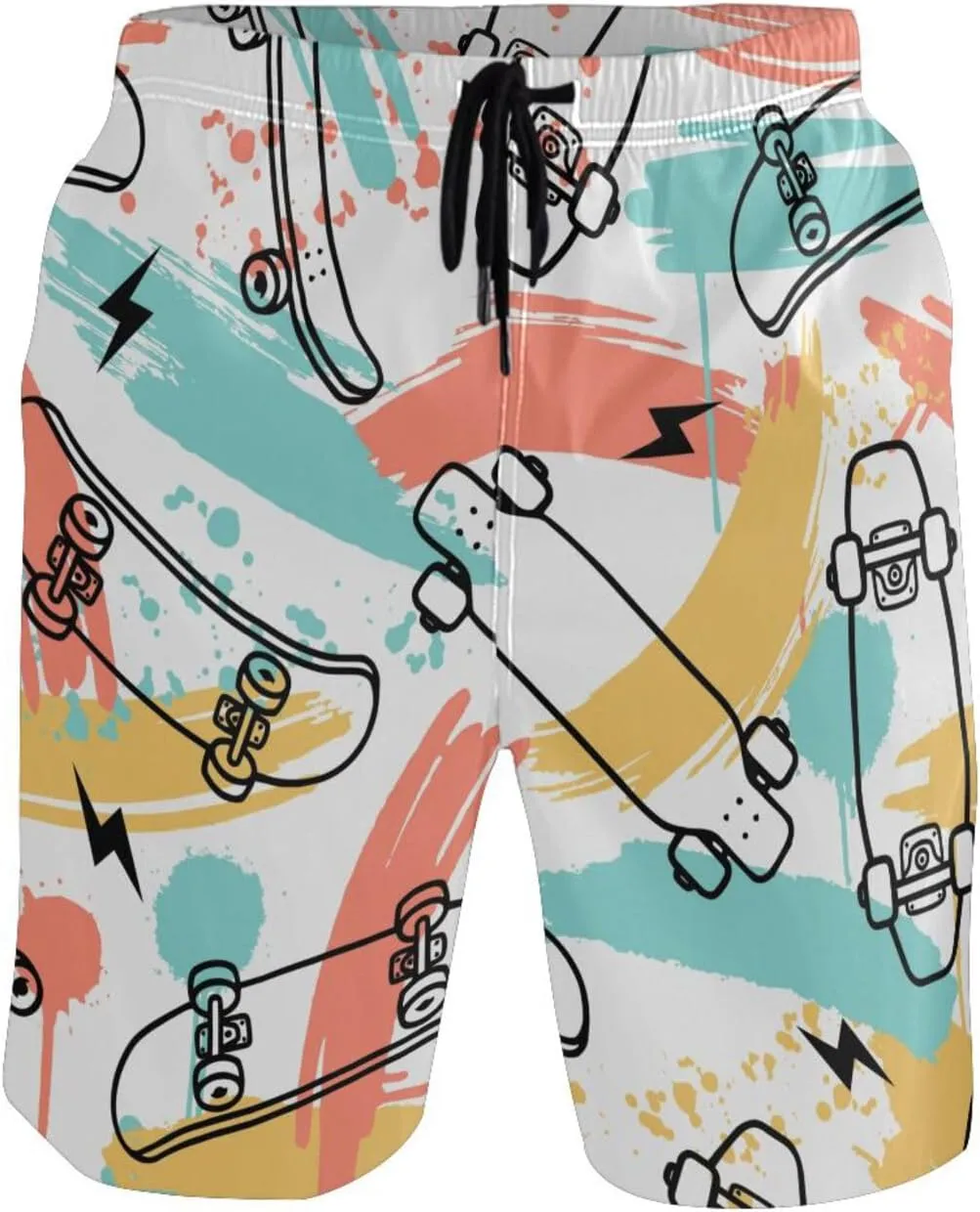 Men's Swim Trunks Quick Dry Swimming Shorts with Pocket Skateboarding Seamless Pattern Swimsuit Trunks