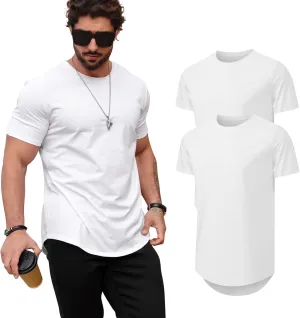Mens T Shirts Casual Hipster Hip Hop Longline Crewneck Tee Shirts
