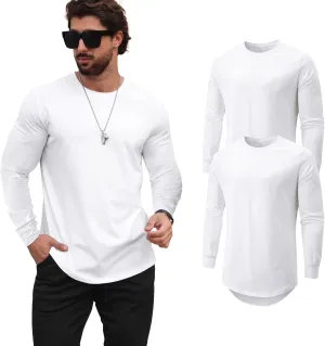 Mens T Shirts Casual Hipster Hip Hop Longline Crewneck Tee Shirts
