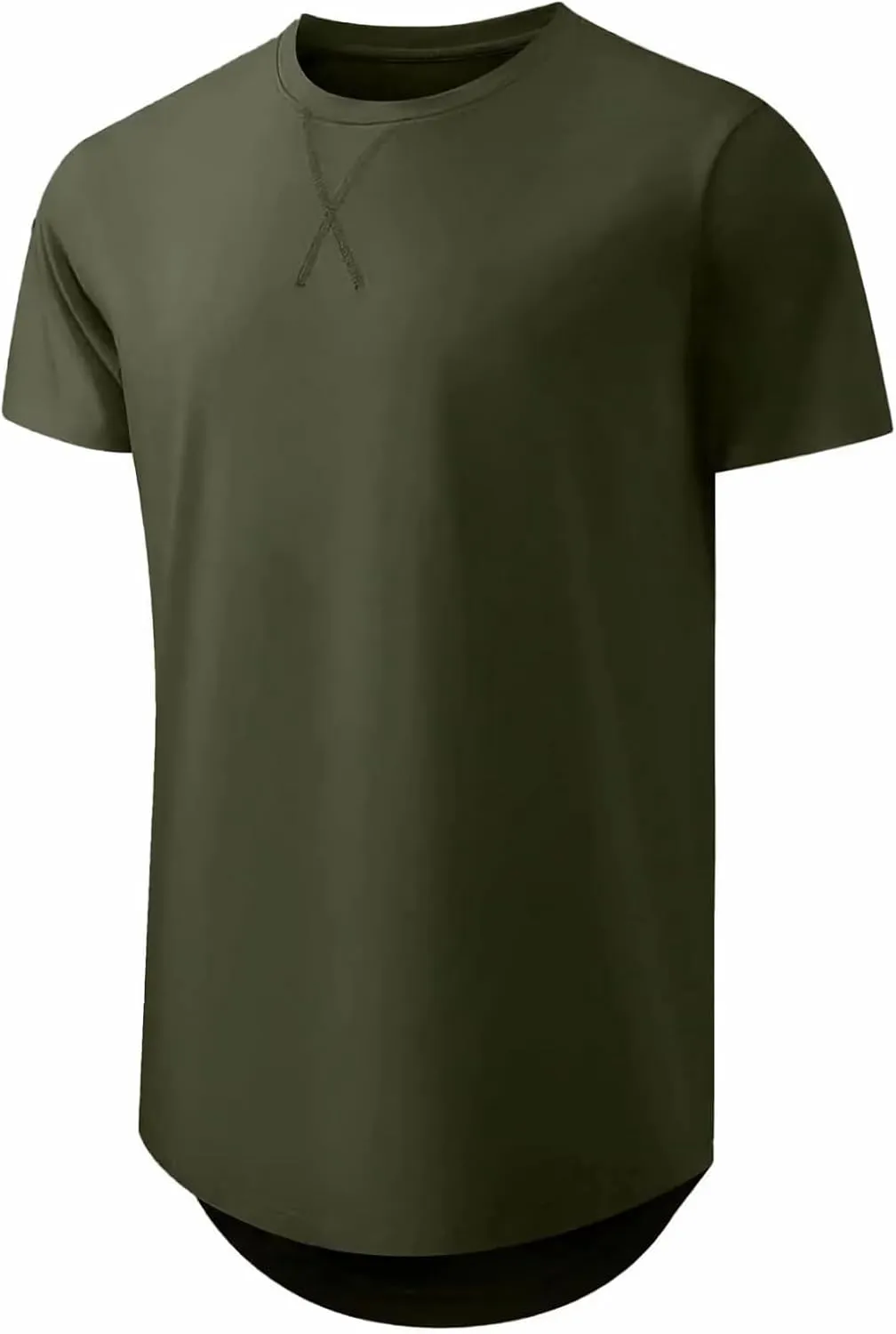 Mens T Shirts Casual Hipster Hip Hop Longline Crewneck Tee Shirts