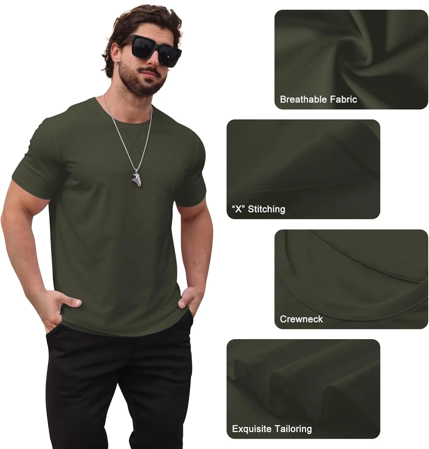 Mens T Shirts Casual Hipster Hip Hop Longline Crewneck Tee Shirts
