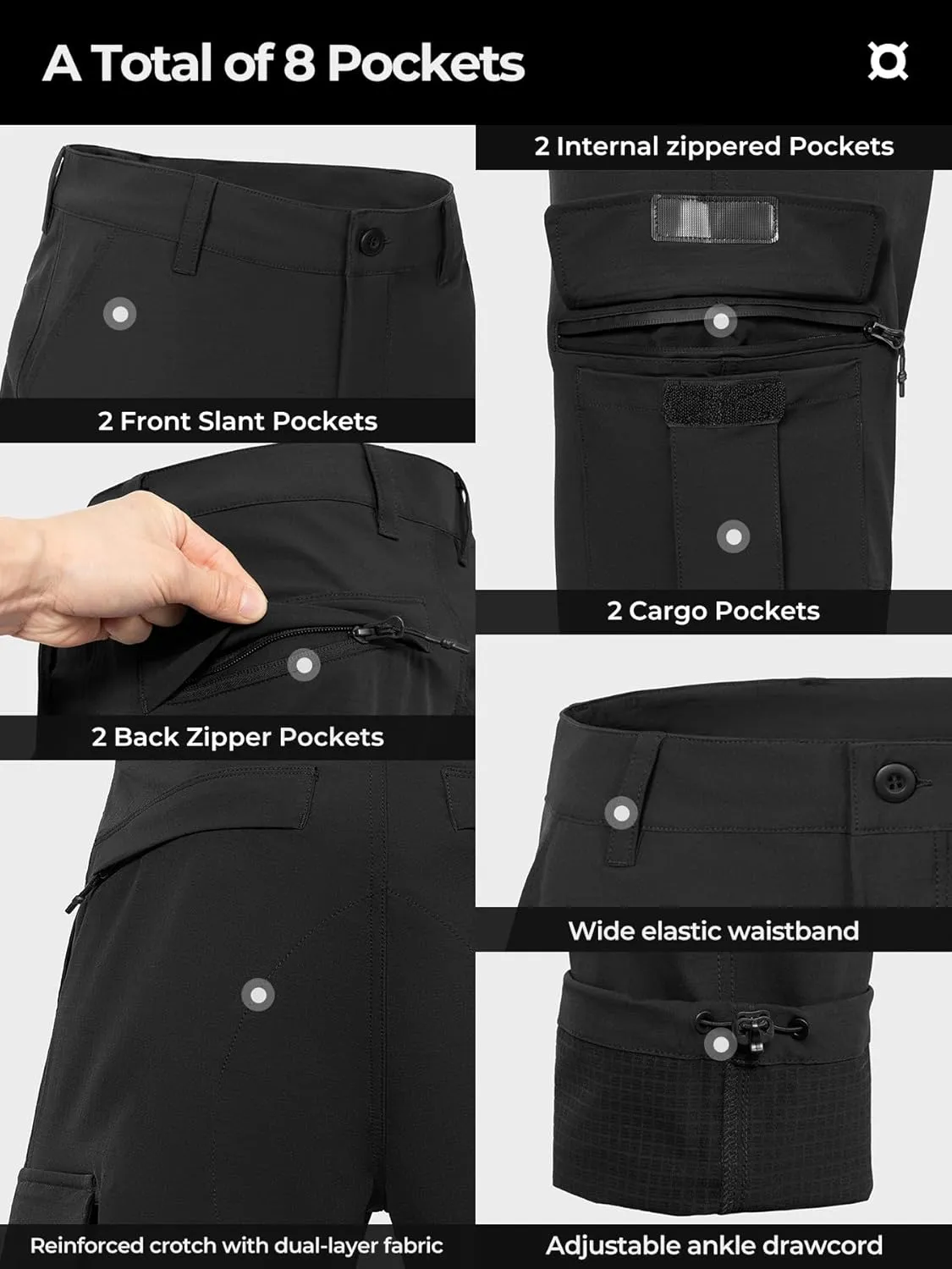 Men's Tactical Cargo Pants Ripstop Durable Stretch Waterproof Multi-Pocket Lightweight for Construction Work Hiking
