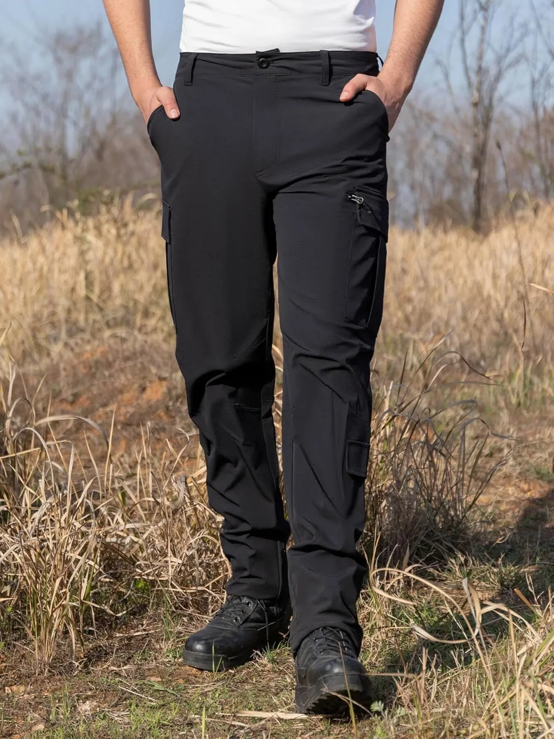 Men's Tactical Cargo Pants Ripstop Durable Stretch Waterproof Multi-Pocket Lightweight for Construction Work Hiking