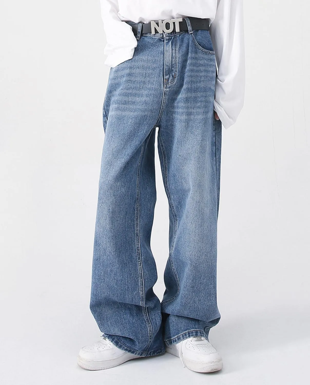 Mens Teen Boys Baggy Skater Jeans Mid Rise Wide Leg Hip Hop Jeans Vintage 90s Casual Loose Denim Pants