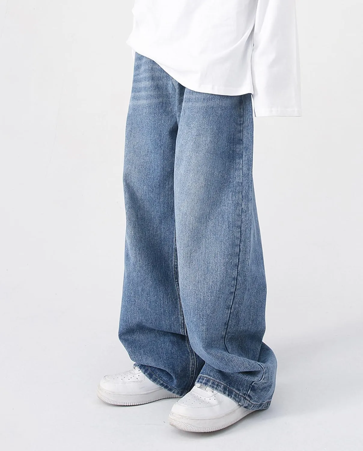 Mens Teen Boys Baggy Skater Jeans Mid Rise Wide Leg Hip Hop Jeans Vintage 90s Casual Loose Denim Pants