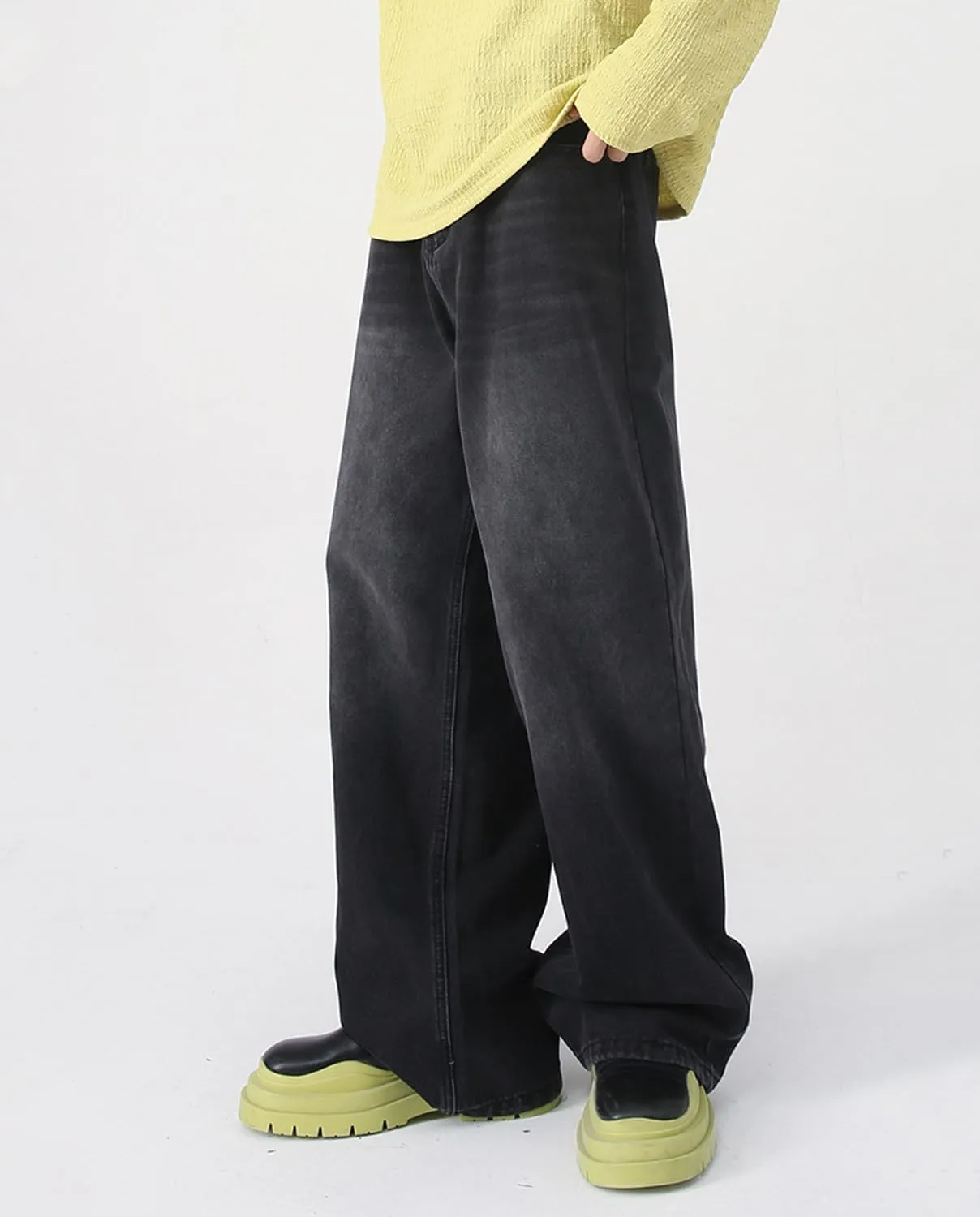 Mens Teen Boys Baggy Skater Jeans Mid Rise Wide Leg Hip Hop Jeans Vintage 90s Casual Loose Denim Pants