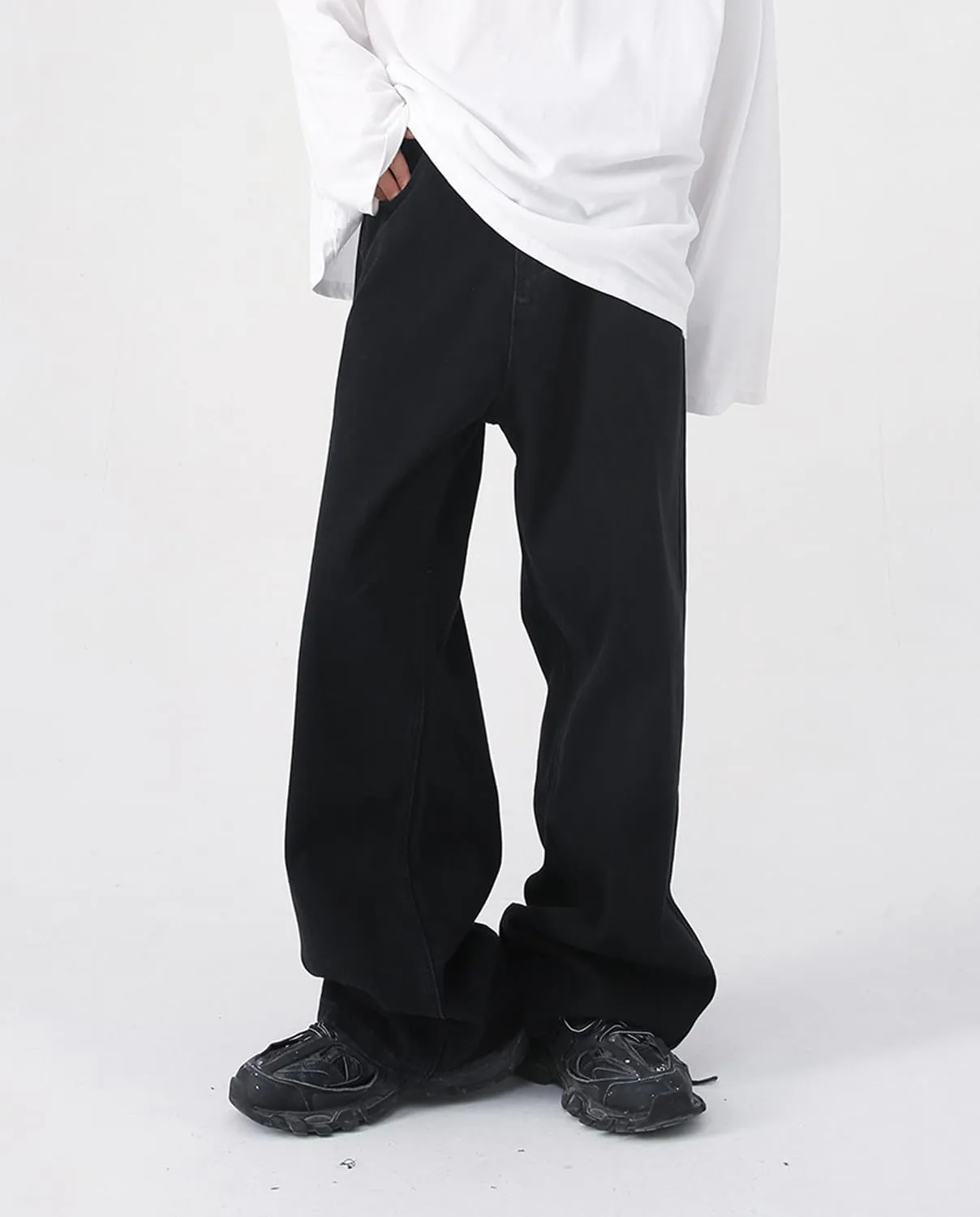 Mens Teen Boys Baggy Skater Jeans Mid Rise Wide Leg Hip Hop Jeans Vintage 90s Casual Loose Denim Pants