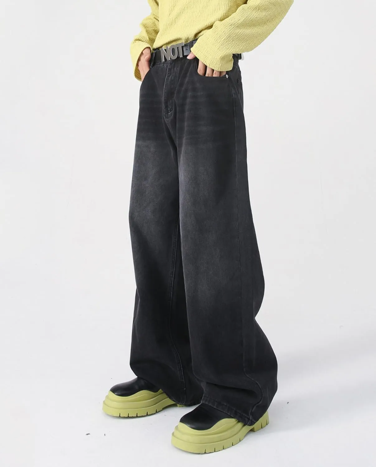 Mens Teen Boys Baggy Skater Jeans Mid Rise Wide Leg Hip Hop Jeans Vintage 90s Casual Loose Denim Pants