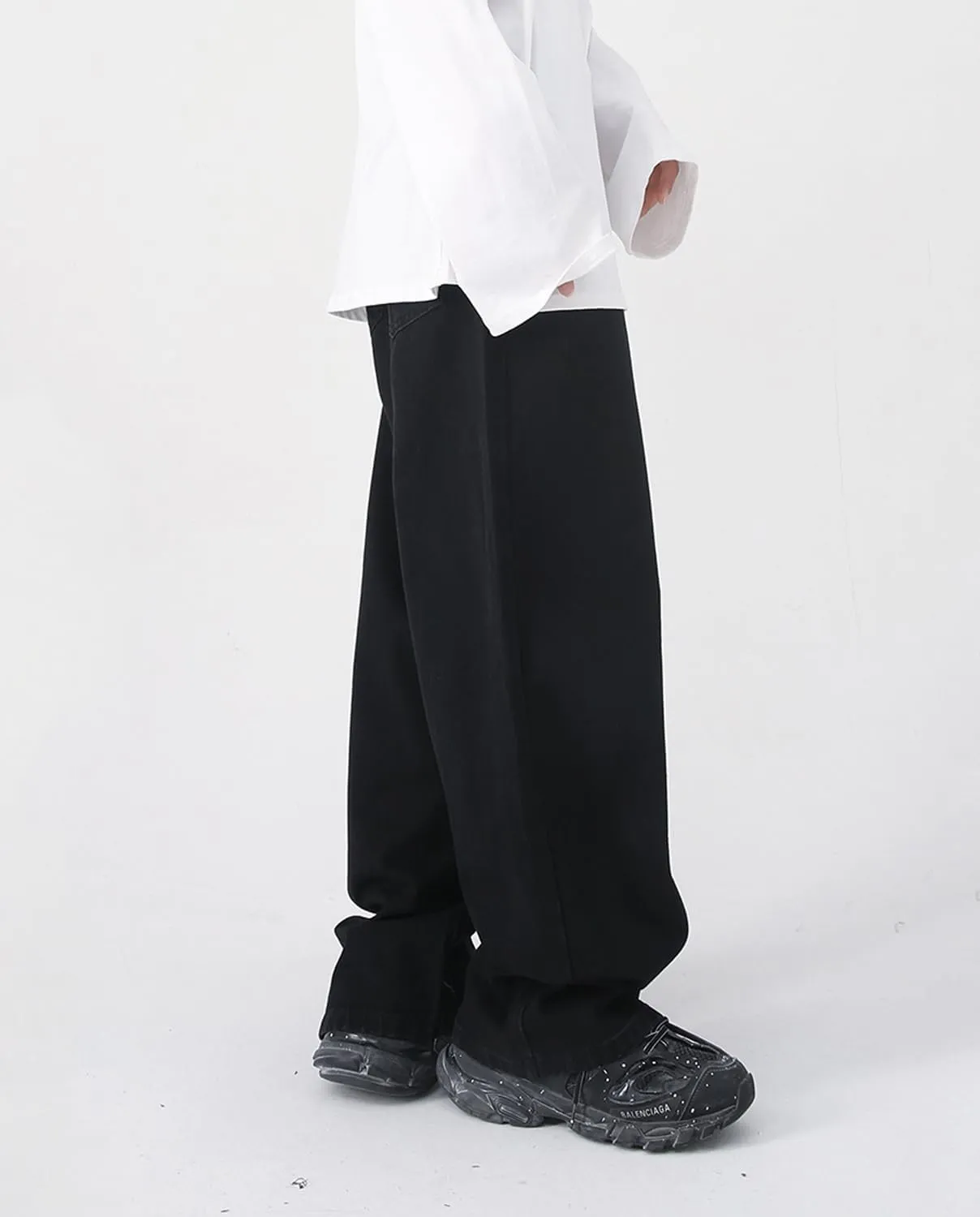 Mens Teen Boys Baggy Skater Jeans Mid Rise Wide Leg Hip Hop Jeans Vintage 90s Casual Loose Denim Pants