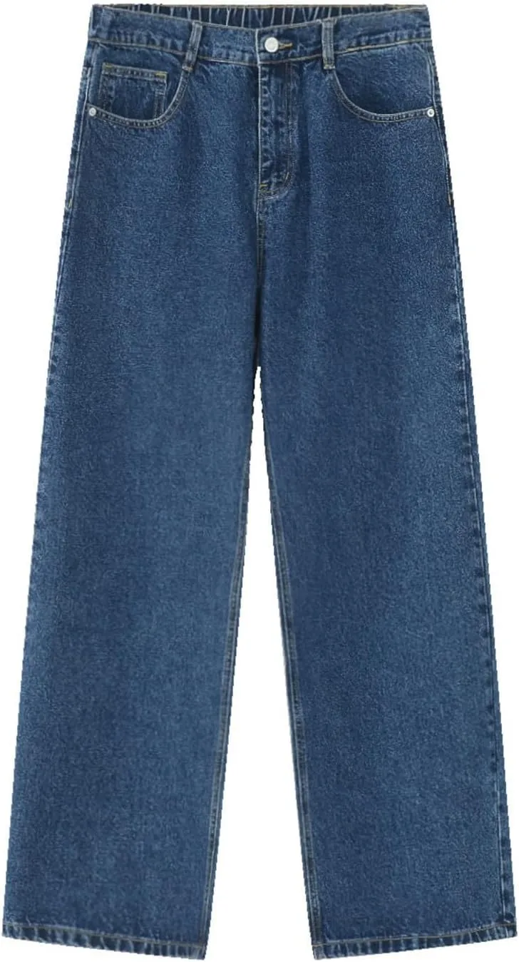 Mens Teen Boys Baggy Skater Jeans Mid Rise Wide Leg Hip Hop Jeans Vintage 90s Casual Loose Denim Pants