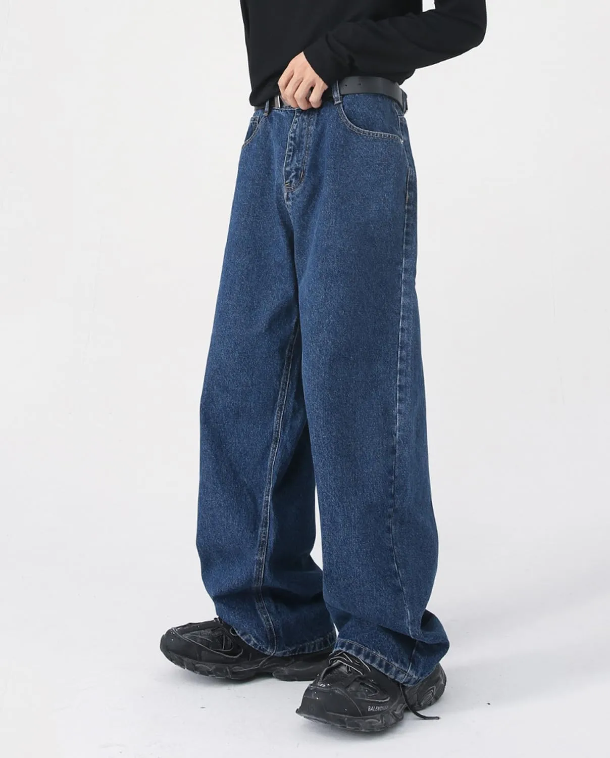 Mens Teen Boys Baggy Skater Jeans Mid Rise Wide Leg Hip Hop Jeans Vintage 90s Casual Loose Denim Pants