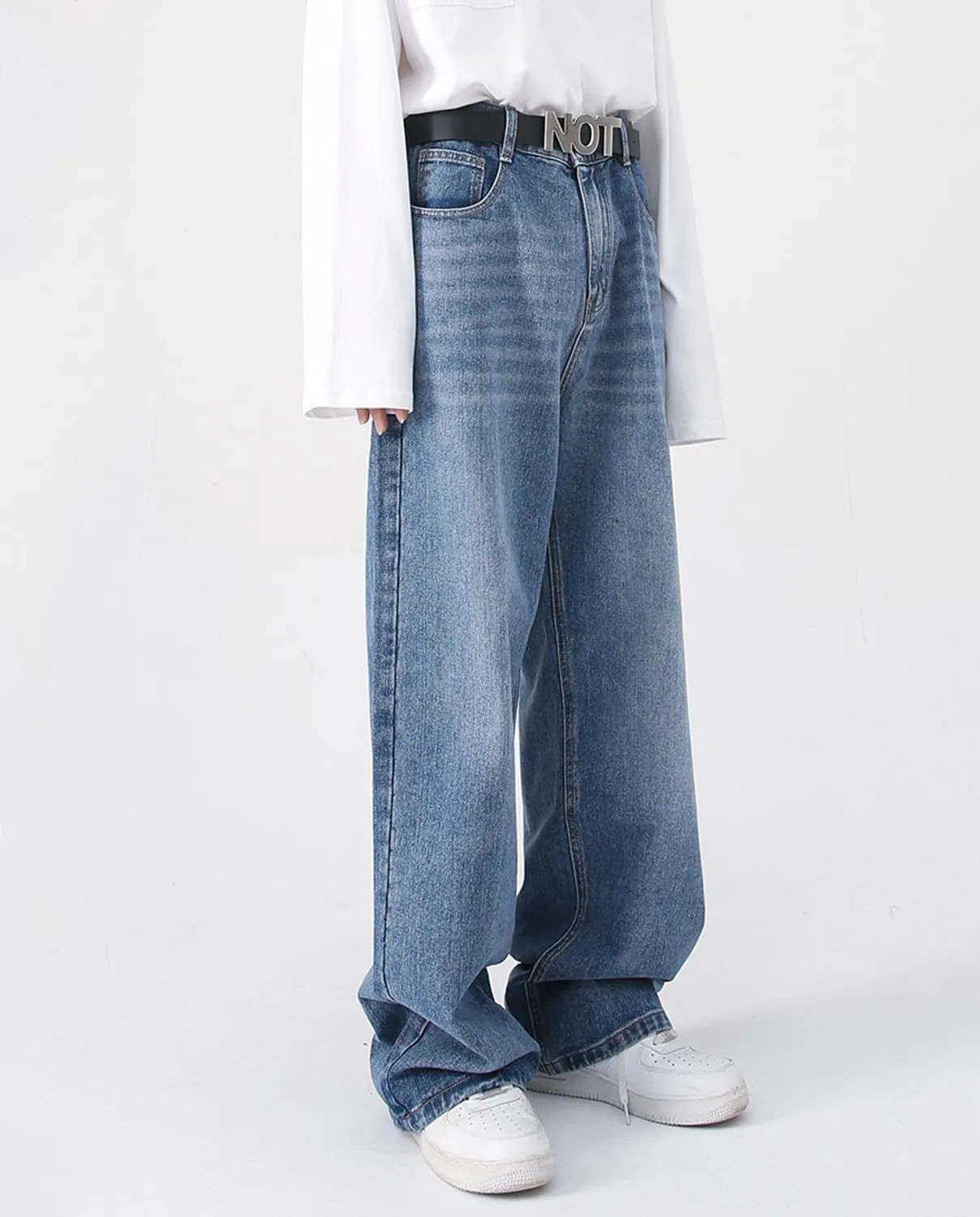 Mens Teen Boys Baggy Skater Jeans Mid Rise Wide Leg Hip Hop Jeans Vintage 90s Casual Loose Denim Pants