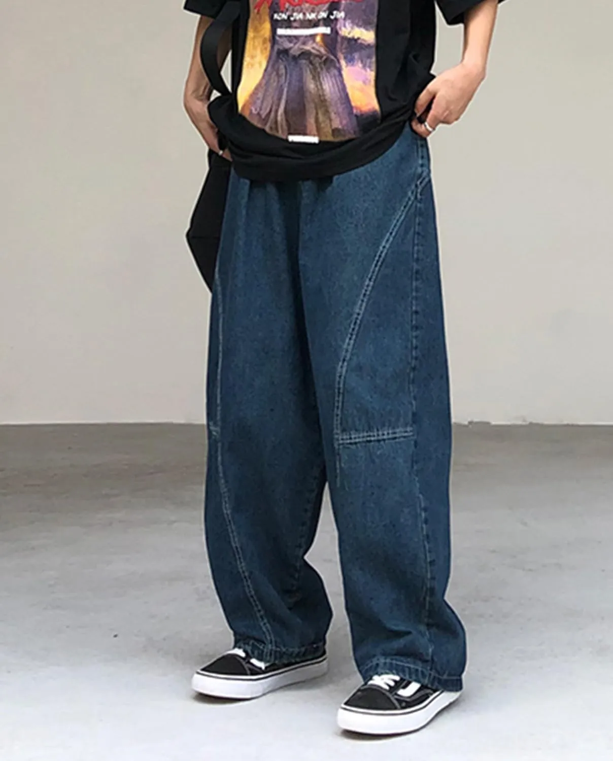 Mens Teen Boys Super Baggy Jeans Mid Rise Wide Leg Hip Hop Skater Jeans Casual Loose Denim Pants Streetwear