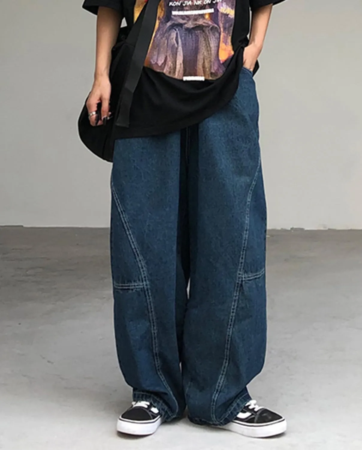 Mens Teen Boys Super Baggy Jeans Mid Rise Wide Leg Hip Hop Skater Jeans Casual Loose Denim Pants Streetwear