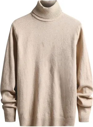 Mens Turtleneck Sweaters,Casual Basic Knitted Sweater Slim Long Sleeve Classic Solid Pullover Knitwear Tops