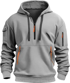 Mens Vintage American Flag Hoodie Active Workout Long Sleeve Pullover Quarter Zip USA Hoodies Tactical Sweatshirts
