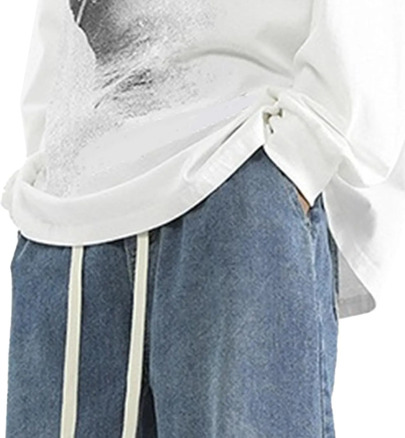 Mens Wide Leg Stylish Skater Jeans Casual Loose Fit Denim Pants Vintage Streetwear Hip Hop Jeggings
