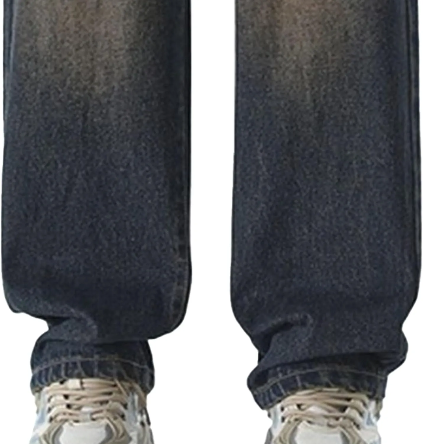 Mens Wide Leg Stylish Skater Jeans Casual Loose Fit Denim Pants Vintage Streetwear Hip Hop Jeggings