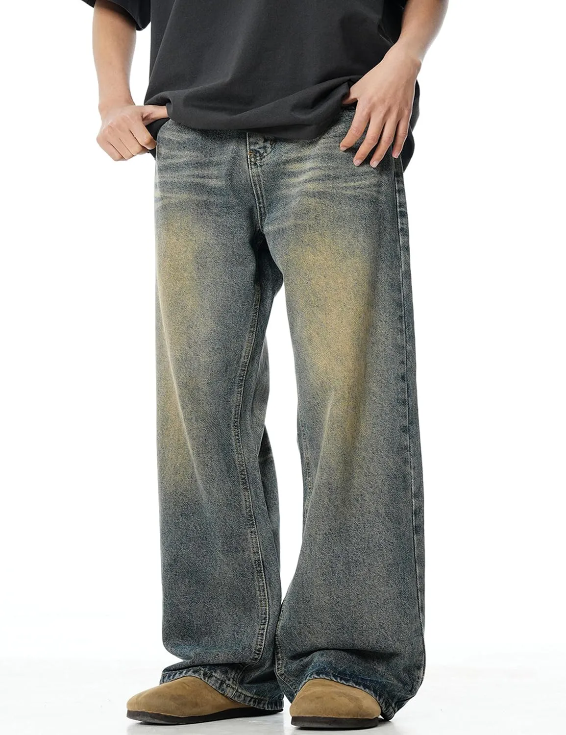 Mens Y2k Baggy Jeans Hip Hop Skater Jeans Vintage Jnco Jeans Loose Fit Denim Pants for Men
