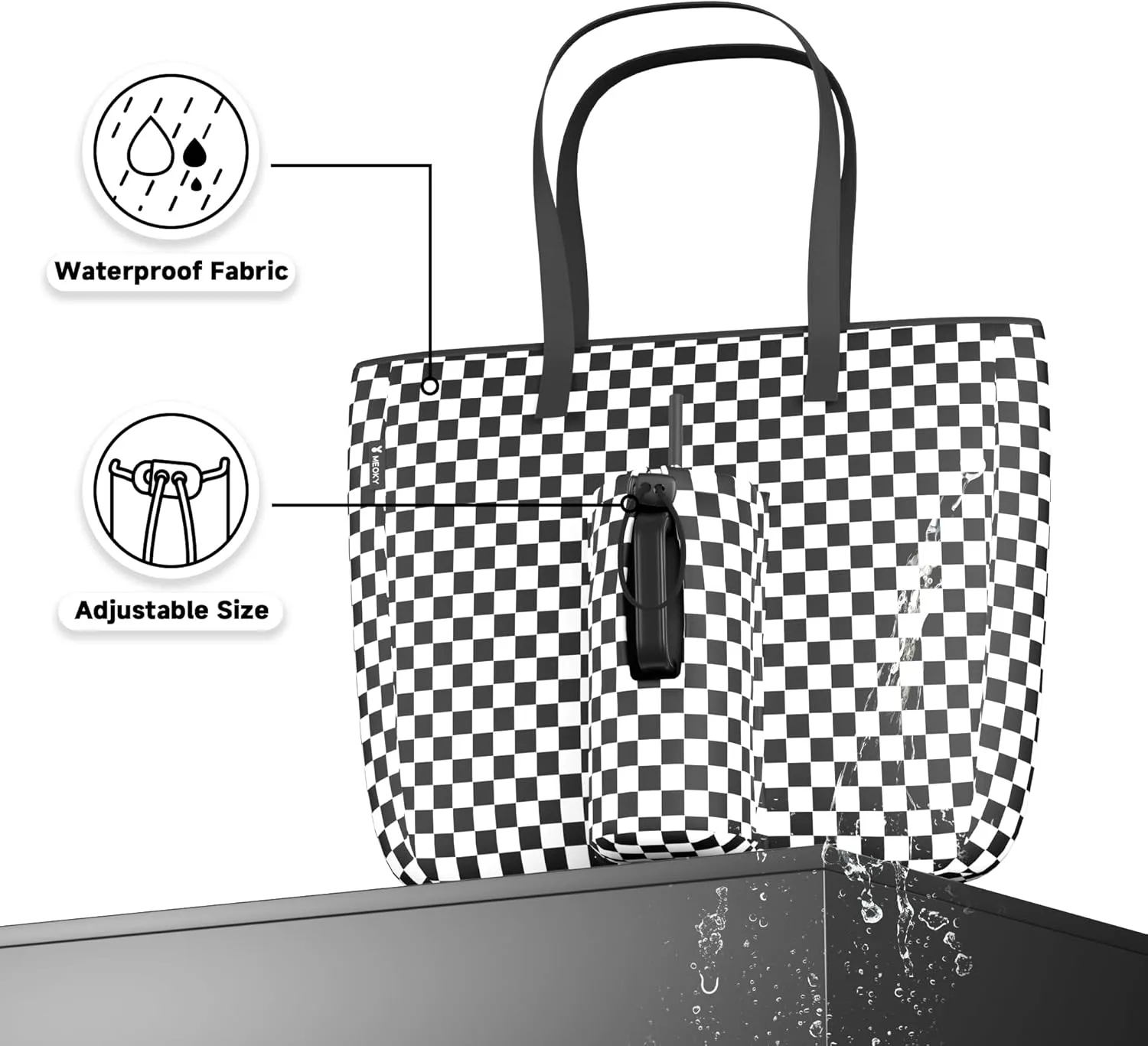 Meoky 15 L Womens Tote Bag: Utility Tote Bag with Zipper for 40 oz Tumbler with Handle