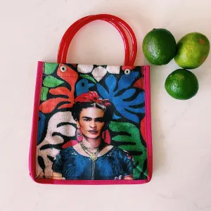 Mexican Frida Plastic Tote Purse 8 x 8 in