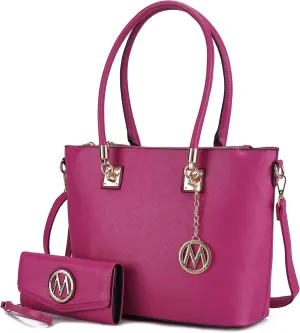 Mia K Collection Crossbody Shoulder Handbag for Women, PU Leather Pocketbook Top-Handle Purse Tote-Satchel Bag