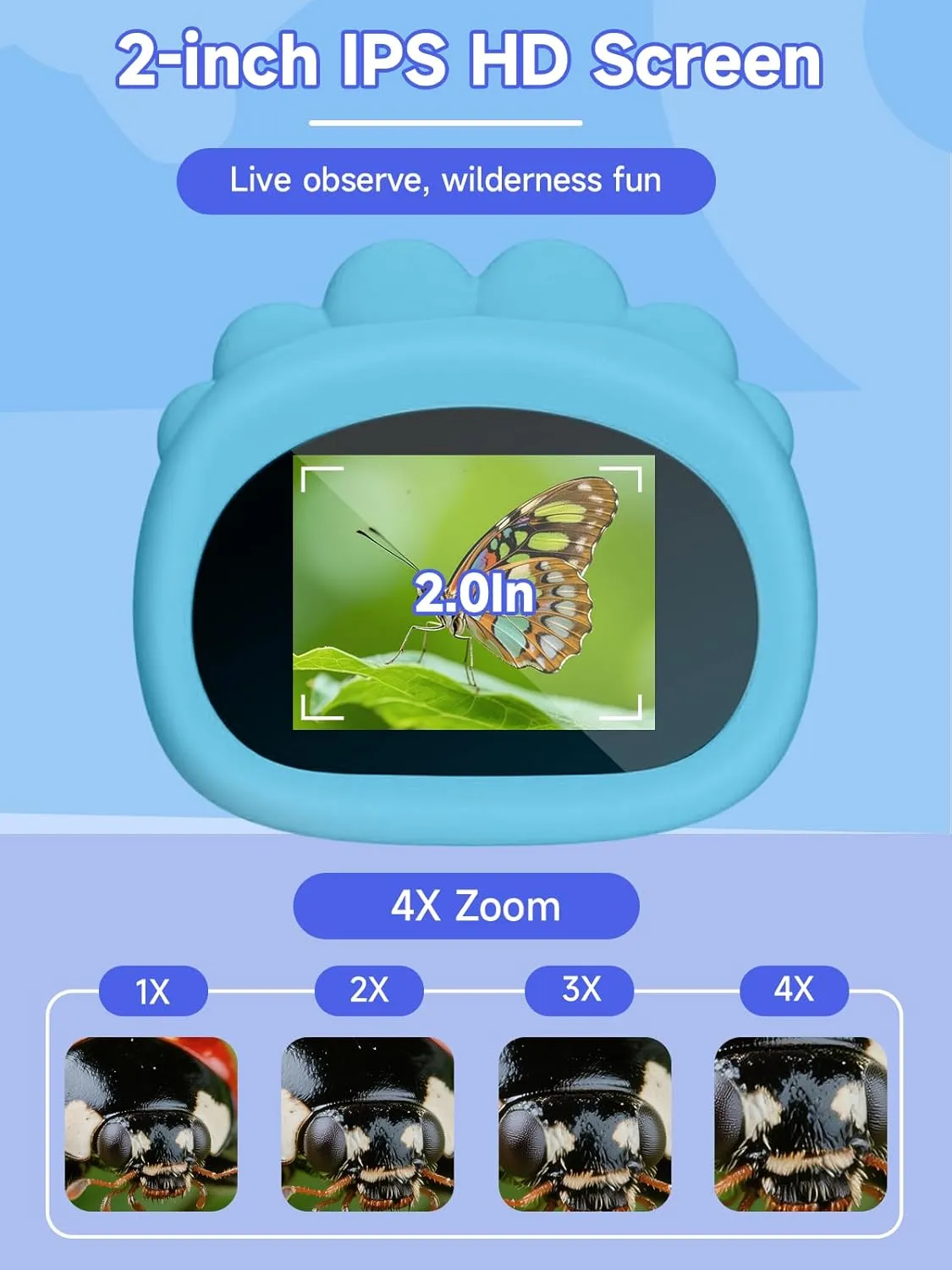 Microscope for Kids, 1000X Handheld Digital Miniscope with 2.0" Screen, Portable Pocket Microscope Education Toys Gifts for Age 3 4 5 6 7 8 9 10 Girls Boys