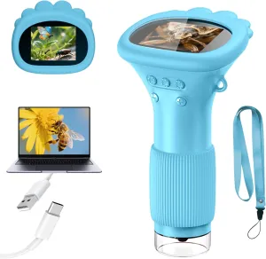 Microscope for Kids, 1000X Handheld Digital Miniscope with 2.0" Screen, Portable Pocket Microscope Education Toys Gifts for Age 3 4 5 6 7 8 9 10 Girls Boys