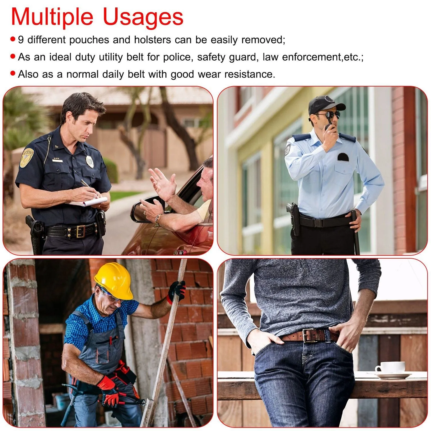 Military Utility Belt - Tactical Police Security Guard Modular 37-47in Adjustable Belt