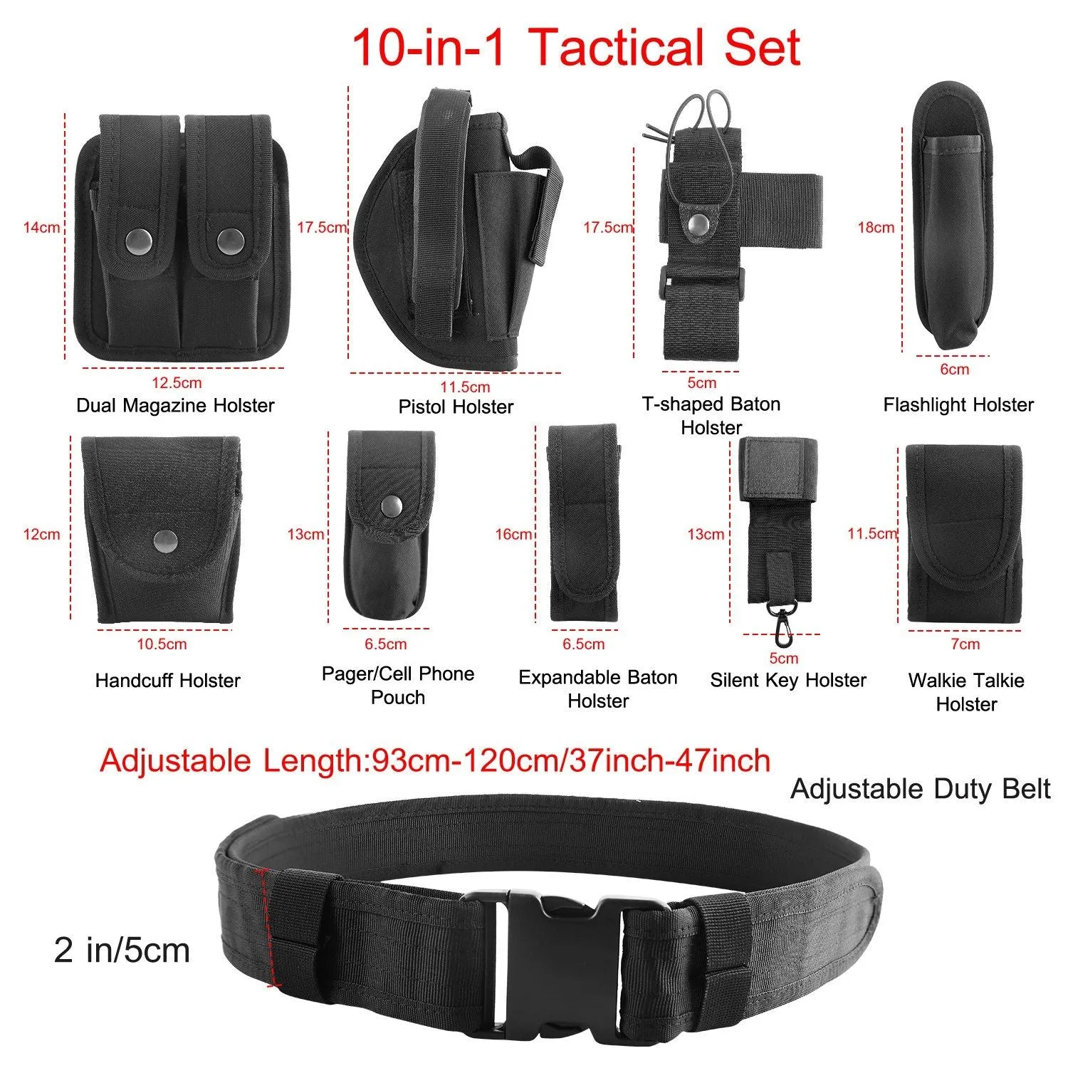 Military Utility Belt - Tactical Police Security Guard Modular 37-47in Adjustable Belt
