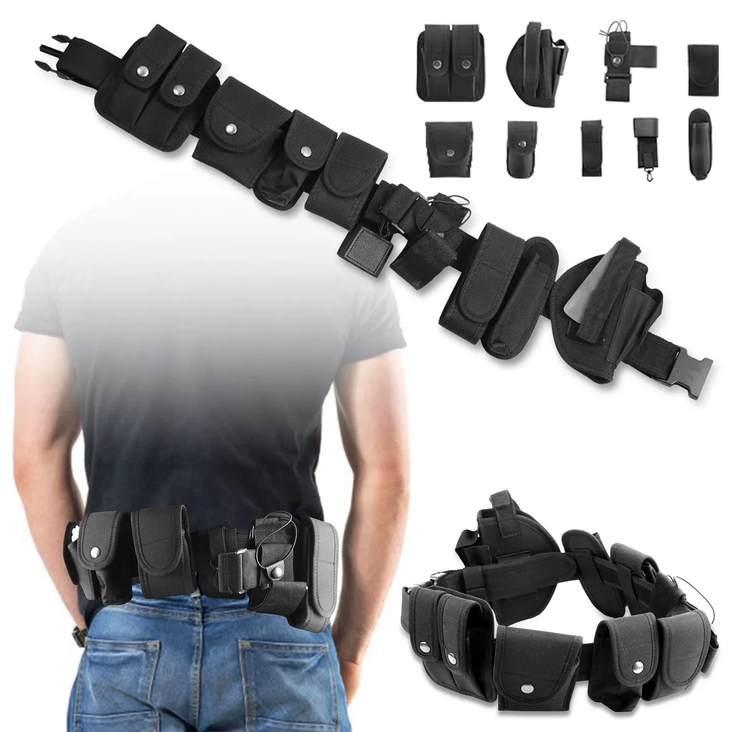 Military Utility Belt - Tactical Police Security Guard Modular 37-47in Adjustable Belt