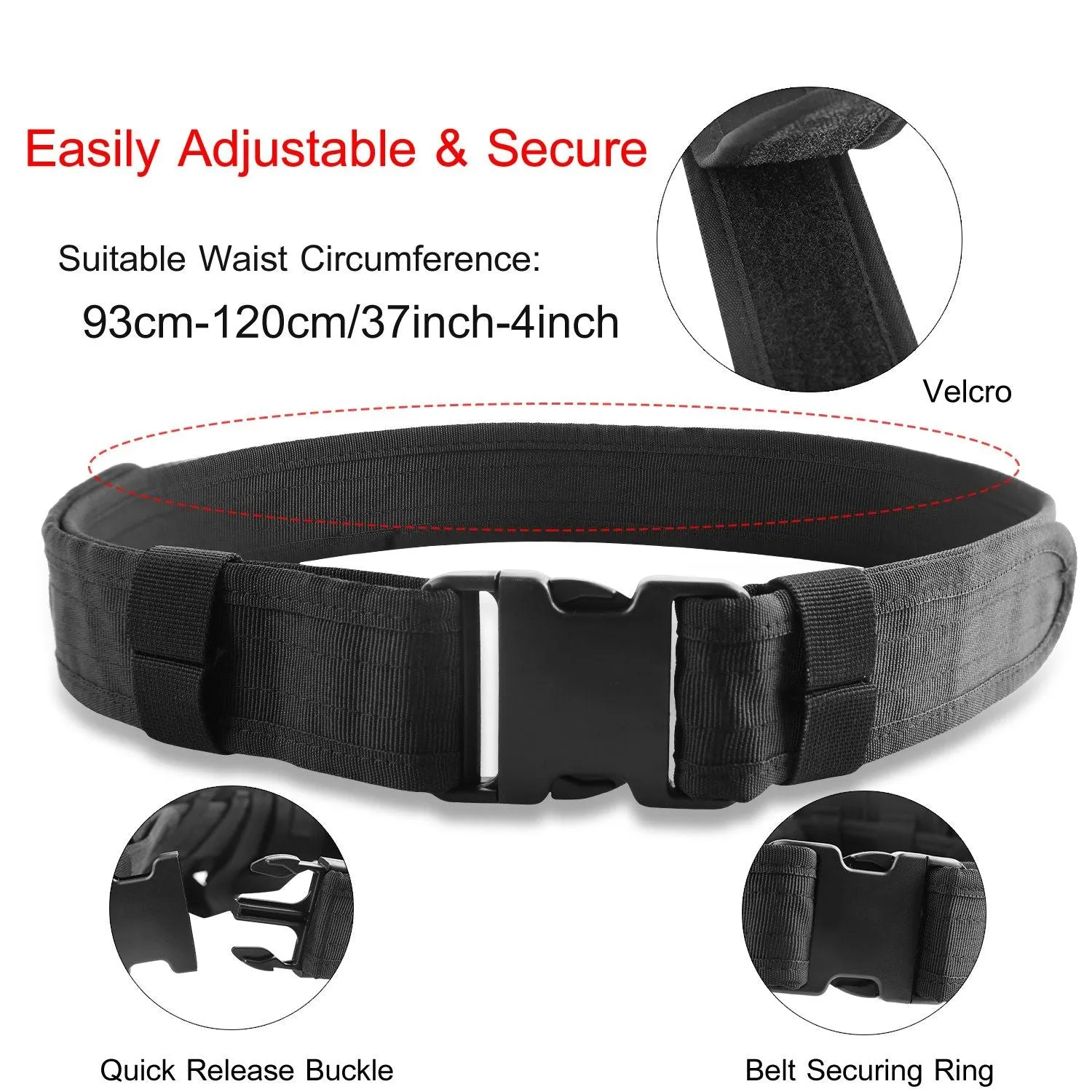 Military Utility Belt - Tactical Police Security Guard Modular 37-47in Adjustable Belt