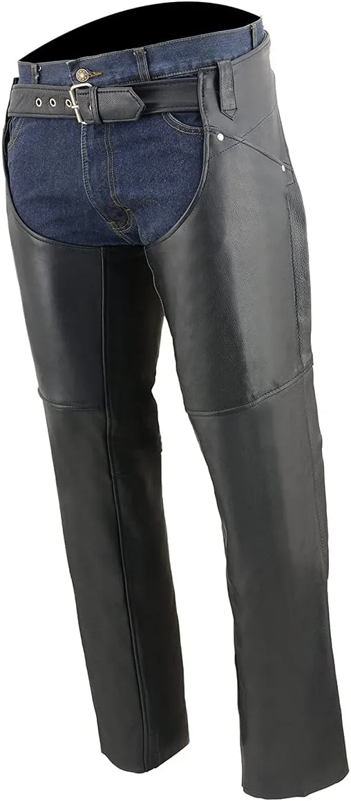 Milwaukee Leather Chaps for Women Black Naked Skin - Deep Hip Pockets and Back Thigh Laces Motorcycle Chap - ML1173-2X-Small